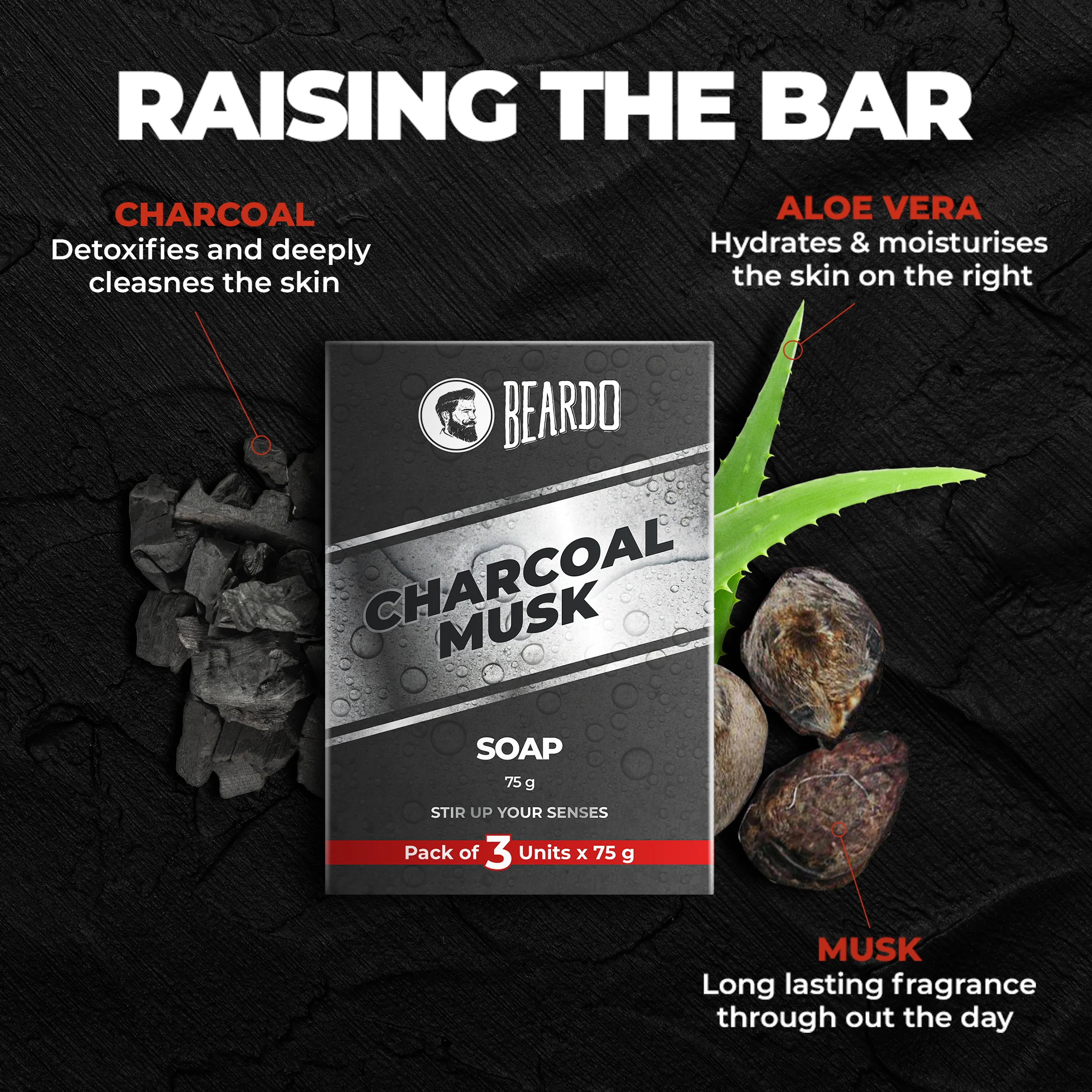 Charcoal Musk Soap Pack of 3 (Pack of 3) - Image 3