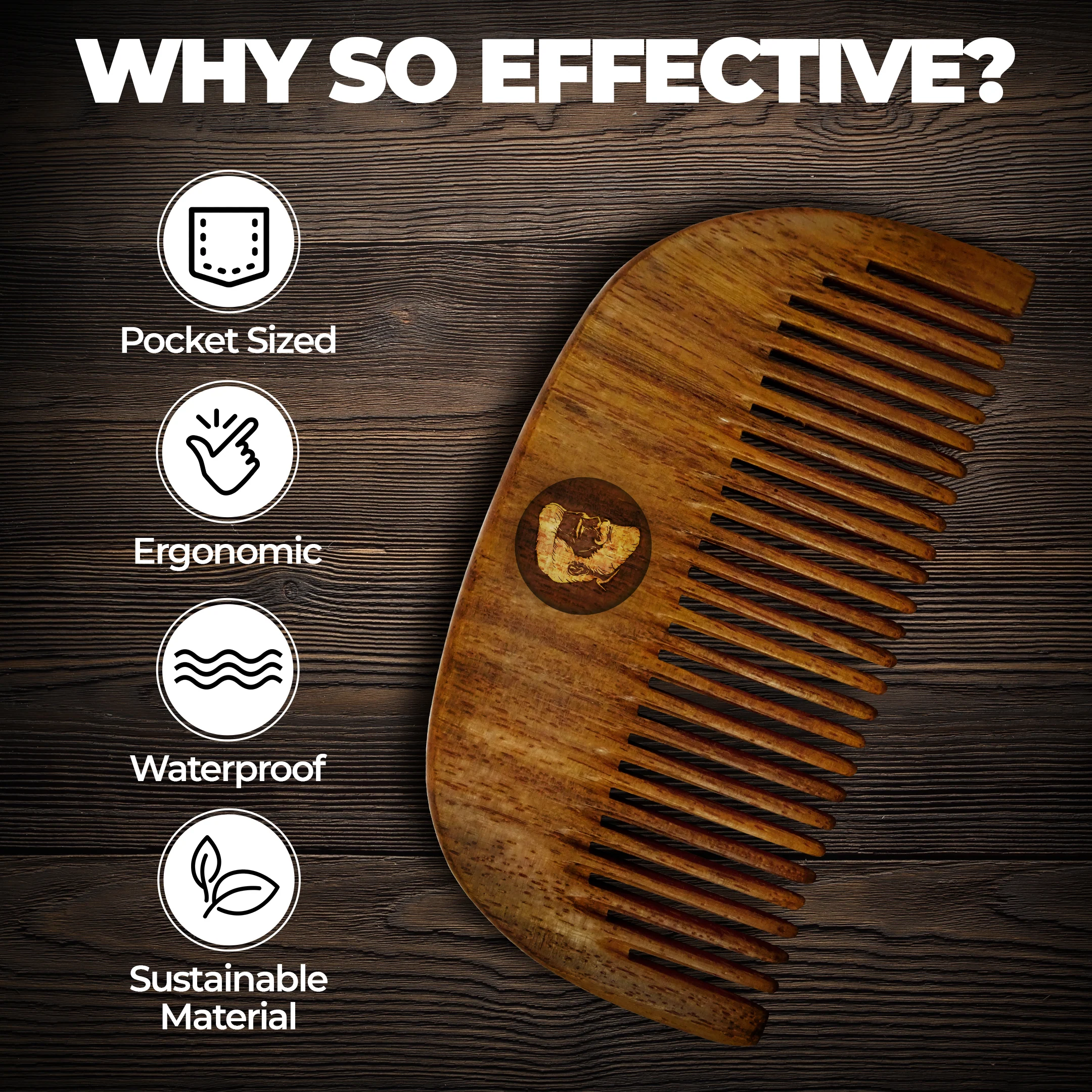 Compact Sheesham Beard Comb - Image 3