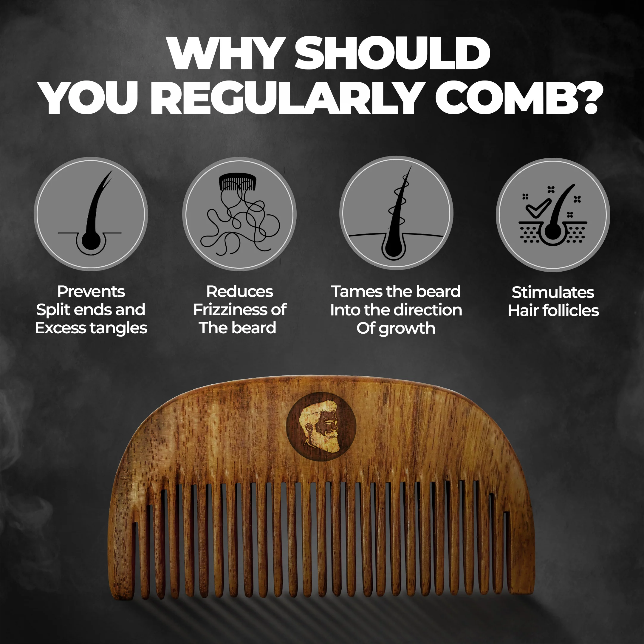 Compact Sheesham Beard Comb - Image 4