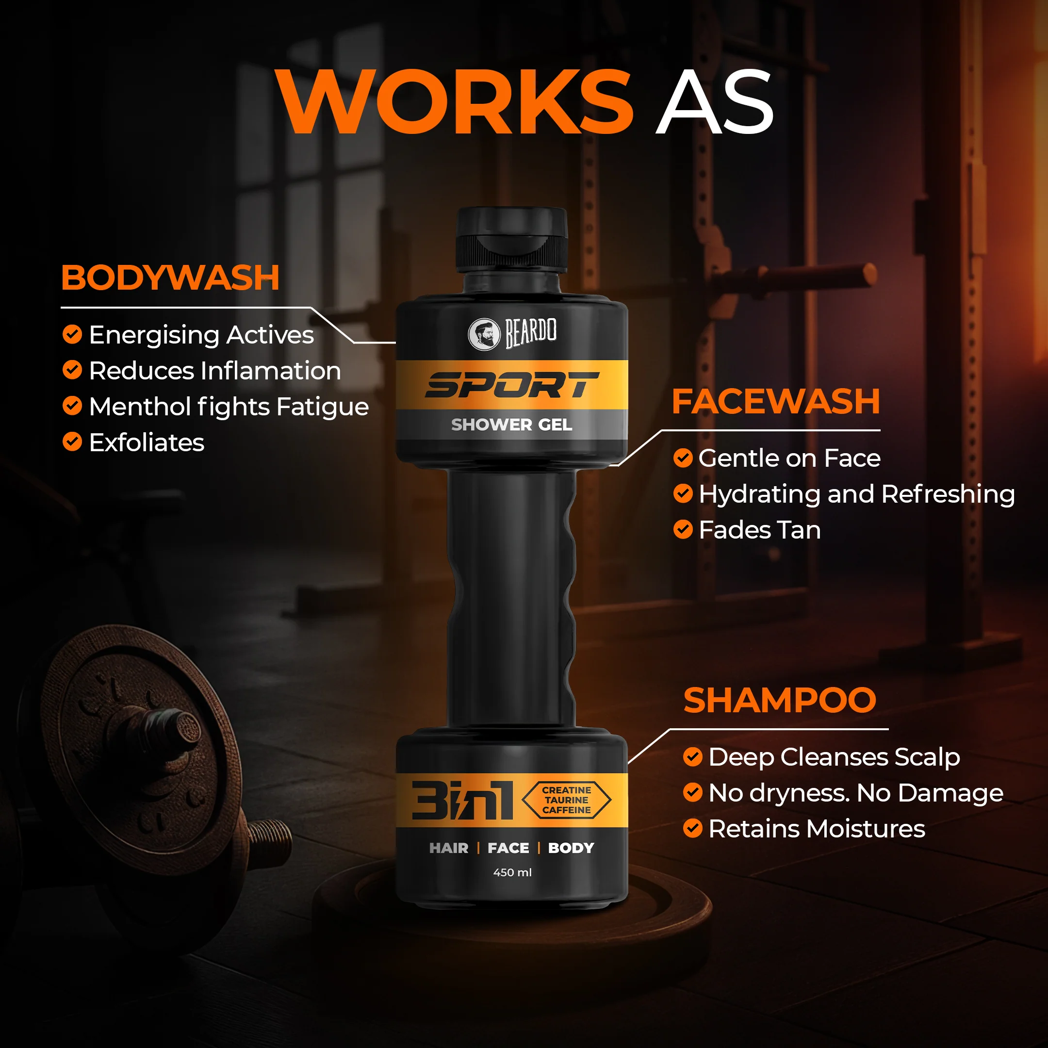 Sport 3-in-1 Body Wash Shower Gel (450ml) - Image 3