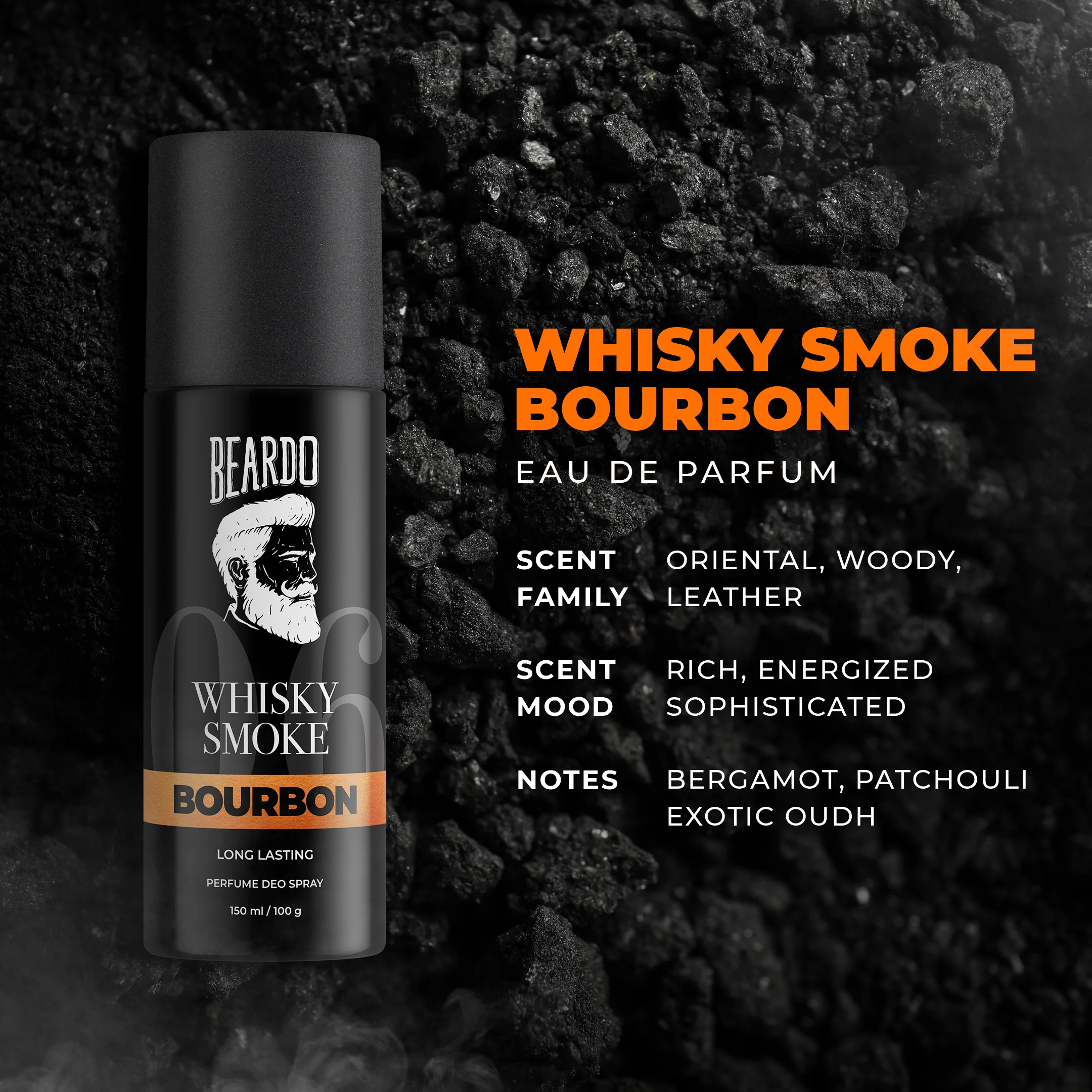 Whisky Smoke Bourbon Perfume Deo Spray 150ml - Image 3