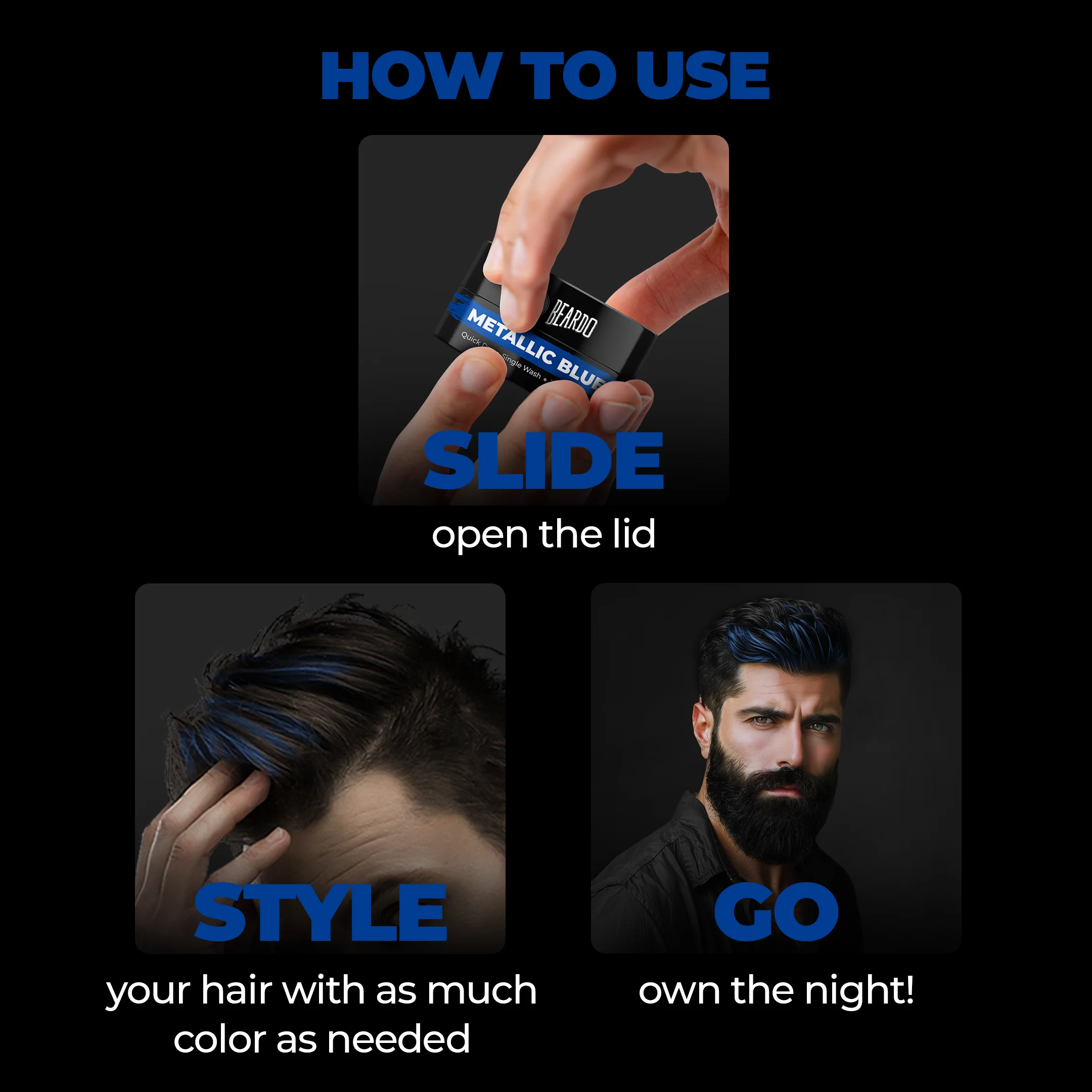 Dye Hard Temporary Hair Color Metallic Blue (Pack of 2) - Image 5