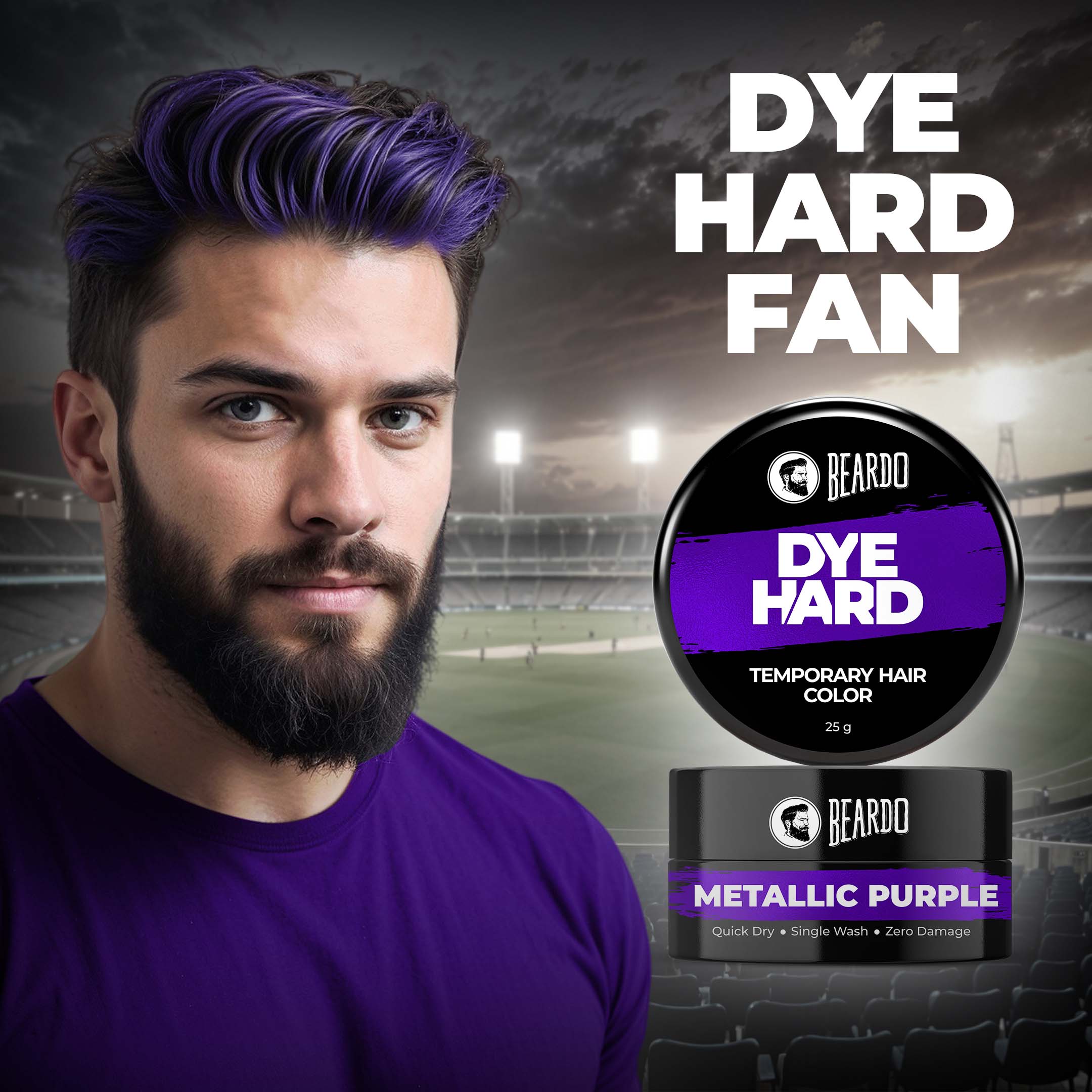 Dye Hard Temporary Hair Color Metallic Purple (25g) - Image 4