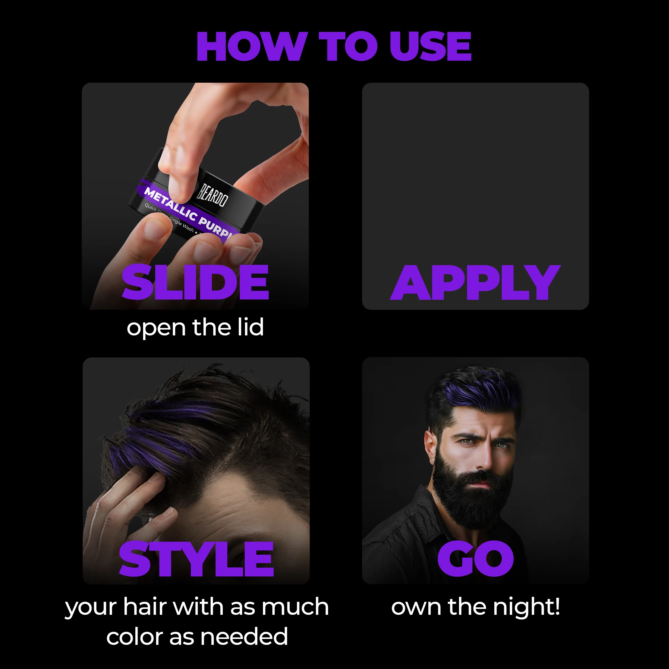 Dye Hard Temporary Hair Color Metallic Purple (25g) - Image 6
