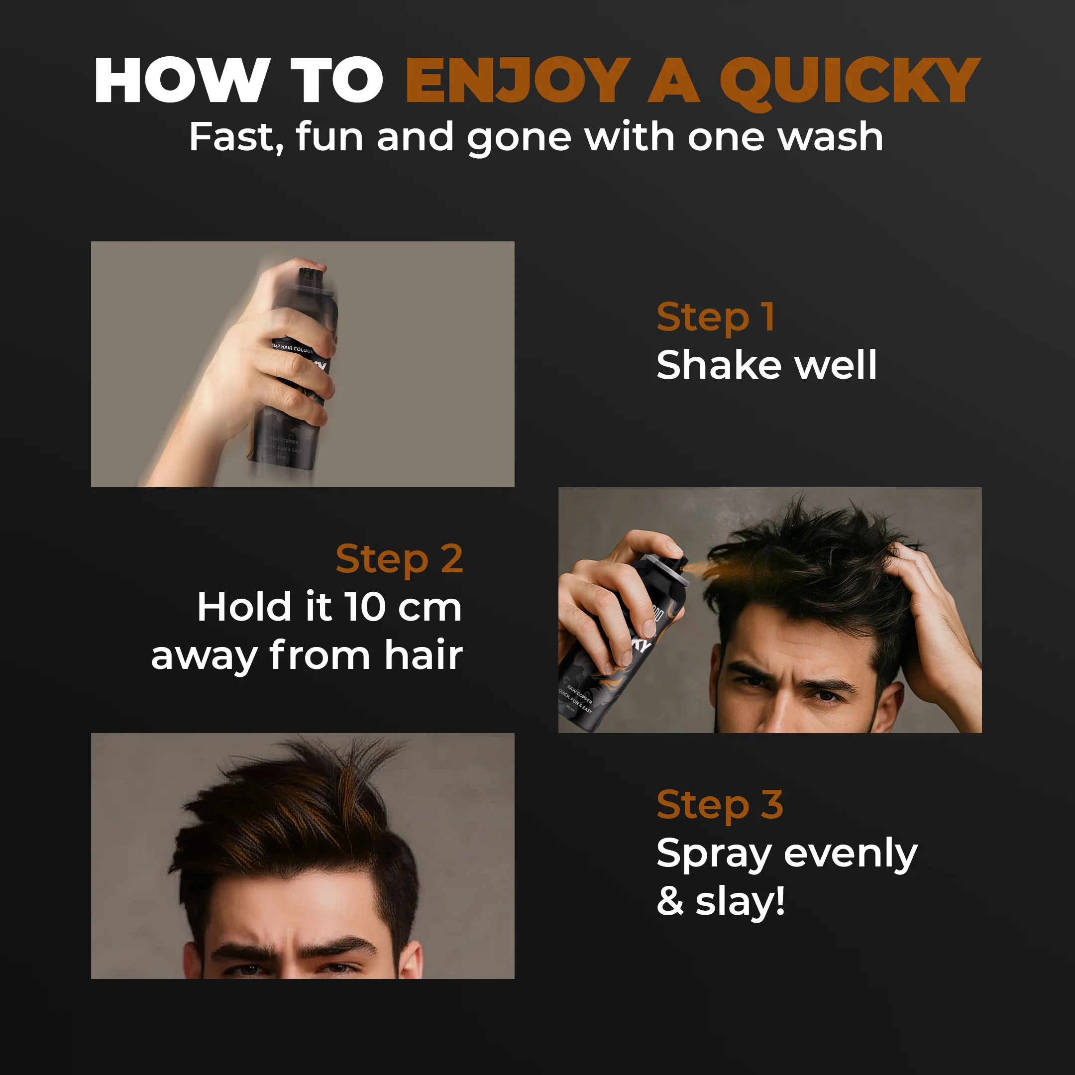 Quicky Temp Hair Color Spray Raw Copper (50ml) - Image 4